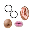 Miniatyrbilde 2 av 2: 2-pack svart falske piercing ører leppe nese septum leppe svart