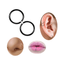 Miniatyrbillede 2 af 2: 2-pack sorte falske piercing ører læbe næse ring septum læbe ring sort