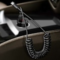 Miniatyrbild 4 av 9: USB A till USB-C Spiralkabel 5A Snabbladdning 1,5m Svart svart