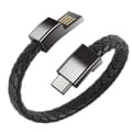 Læderarmbånd med ladekabel USB-C Ladearmbånd Sort sort