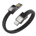 Miniatyrbillede 1 af 2: Læderarmbånd med ladekabel USB-C Ladearmbånd Sort sort
