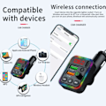 Miniatyrbillede 6 af 9: Bluetooth FM-sender Biloplader USB-C RGB sort
