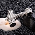 Miniatyrbillede 4 af 4: Viking halskæde Tors Hammer Mjolnir Kunstlæder Sølv sølv