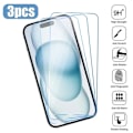 Miniatyrbillede 1 af 9: 3-pakke iPhone 15 Pro Max Comprehensive Screen Protector HD tempereret glas gennemsigtig
