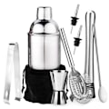 Miniatyrbillede 1 af 5: Cocktailset 9-dele Barset 550 ml Shaker rustfrit stål sølv