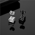 Miniatyrbilde 4 av 4: Piercing ørering Square Crystal CZ Black svart