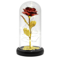 Pikkukuva 3 / 5: 24k Gold Rose - kullattu Eternity Rose lasikupissa lampuilla kulta