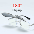 Miniatyrbild 7 av 7: Uppfällbara Metall Clip-on Solglasögon Flip Up Silver silver