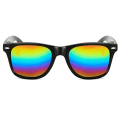 Miniatyrbilde 2 av 2: Black Wayfarer solbriller Rainbow Color Mirror Glass + Senile String svart