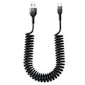 Pikkukuva 1 / 9: USB A–USB-C spiraalikaapeli 5A Pikalataus 1,5 m Musta musta