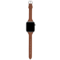 Miniatyrbillede 1 af 2: Læderarmbånd Apple Watch 42/44/45 1/2/3/4/5/6/7/Se Smalt Brown brun