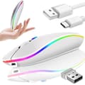 Trådlös Mus Bluetooth & 2.4 GHz Optisk RGB Uppladdningsbar Slim Vit