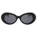 Miniatyrbilde 2 av 2: Black Big Round Retro solbriller Black Glass + Senile String svart