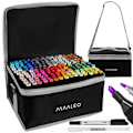 Pikkukuva 1 / 10: 168 kpl Double Marker Pens with Bag | Kaksipuoliset värikynät monivärinen