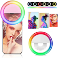 Pikkukuva 7 / 10: RBG Selfie Lampa Clip-On LED -rengasvalo matkapuhelimelle valkoinen