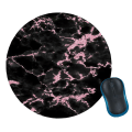 Miniatyrbild 1 av 2: Mjuk Rund Musmatta med Tryck Svart Rosa Marmor 20cm svart