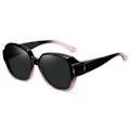 Miniatyrbillede 1 af 2: Polarized Suncovers Solbriller Over Glasses Sort/lilla sort
