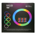 Miniatyrbilde 3 av 8: RBG Selfie Loof LED Ring Light State og Mobile Check svart