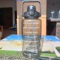 Miniatyrbillede 4 af 6: Stor vandflaske med halm 2 liter tidsmarkør sort sort