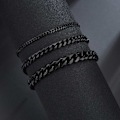 Miniatyrbillede 2 af 3: Justerbar Pansan Link Chain Armbånd Black Chain 3mm sort