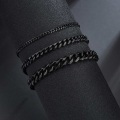 Miniatyrbillede 2 af 3: Justerbar Pansan Link Chain Armbånd Black Chain 5mm sort