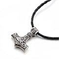 Miniatyrbild 2 av 4: Vikingahalsband Tors Hammare Mjolnir Konstläder Silver silver