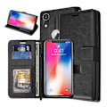 Miniatyrbillede 1 af 6: iPhone XR WALKET CASE Sort læder læder tasker sort