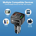 Miniatyrbild 5 av 8: Billaddare 4 USB Supersnabb 38W PD Quick Charge 3.0 svart