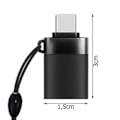 Pikkukuva 6 / 8: USB C -uros-USB A -naaras 3.0 OTG -sovitin musta