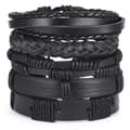 5-pack Handgjorda Läderarmband Herrarmband Svart svart