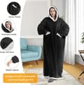 Miniatyrbillede 6 af 8: 100% Bomuld Lang Oversize Sweatshirt Tæppe Trøje Unisex Sort sort one size