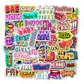 Miniatyrbillede 3 af 6: 50-pack klistermærker decals tekst scrapbog flerfarvet