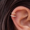 Miniatyrbillede 3 af 3: Falsk helix piercing øre øreringe øre manchet uden hul guld guld