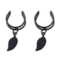 Miniatyrbillede 2 af 2: 2-pack Fake Helix Piercing Ear Earring Ear Cuff Med Feather Black sort