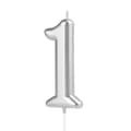 Kakkukynttilä numero 1 hopea 10 cm hopea