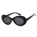 Miniatyrbilde 1 av 2: Black Big Round Retro solbriller Black Glass + Senile String svart