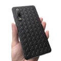 Miniatyrbild 2 av 4: Huawei P20 Mobilskal Flätat Svart Läder Skinn svart