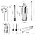 Pikkukuva 3 / 5: Cocktailset 9-osainen barset 550ml ravistelija ruostumaton teräs hopea