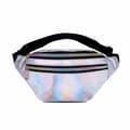 Glansig Metallic Midjeväska Magväska Cross Body Bum Bag - Silver silver