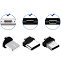 Pikkukuva 4 / 8: Magneettinen 3-in-1-latauskaapeli USB/Mikro/C-tyyppi/Lightning 1m musta musta