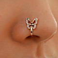 Miniatyrbillede 2 af 5: Clip-on Naspiercing Butterfly med krystaller guld sølv