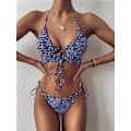 Miniatyrbild 1 av 2: 2025fashion baddräkt dam separat bikini amazon baddräkt leopard urringad baddräkt baddräkt bikini Purple leopard print XL