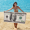 Miniatyrbild 7 av 8: Hot Dollar mikrofiber strandhandduk anpassad digitaltryck plus size handduk badhandduk M48 70*140