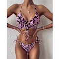 Miniatyrbild 1 av 2: 2025fashion baddräkt dam separat bikini amazon baddräkt leopard urringad baddräkt baddräkt bikini Pink leopard print XXL