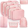 8-pack resväska organizer set - förvaringsväskor, packkuber, presenter rosa Pink