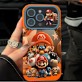 Miniatyrbillede 1 af 2: 2024 Ny æstetisk telefoncover til iPhone, Mario Family telefoncover til piger kvinder cool trendy design blød TPU gave cover til iPhone Orange iPhone 11 Pro Max