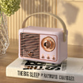 Pikkukuva 1 / 10: Retro Bluetooth-kaiutin, tehokas subwoofer-efekti, kannettava minikokoinen ulkoilukäyttöön tarkoitettu langaton kaiutin, vaaleanpunainen