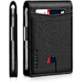 Miniatyrbillede 1 af 5: Slank Pengeclips Punge til Mænd RFID Blokering 11 Kort Holder Minimalistisk Lille Læder Bifold Herrepung Gaveæske HERM NEW-Palm Lines Black