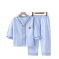 Miniatyrbild 1 av 5: Flickor Pojkar Pyjamas Set Långärmad V-hals Pyjamas, S, Blå