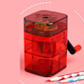 Miniatyrbild 3 av 5: Manuell pennvässare Automatisk pennmatning Handvevning Klar struktur Plast Metall Bärbar pennvässare Transparent Röd